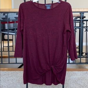 3/4 Sleeve Twist Front Tunic Sweater